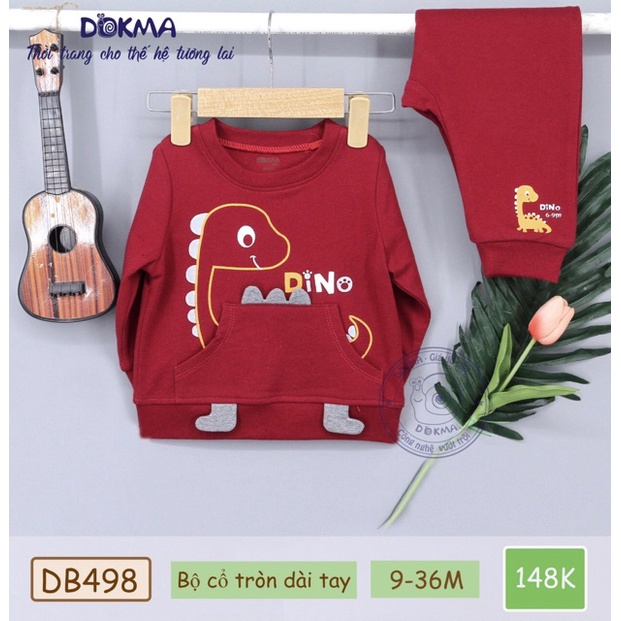 Dokma - Bộ cổ tròn chất nỉ da cá dài tay cho bé 6-9 tháng tuổi DB498