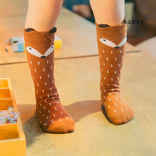 Tất Đầu Gối Chất Cotton Hoạ Tiết Chú Cáo Cho Bé Gái