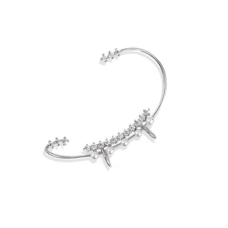 Khuyên Kẹp Tai Đính Đá Zircon Không Xỏ Lỗ Phong Cách Cổ Điển Sang Trọng Dành Cho Nữ