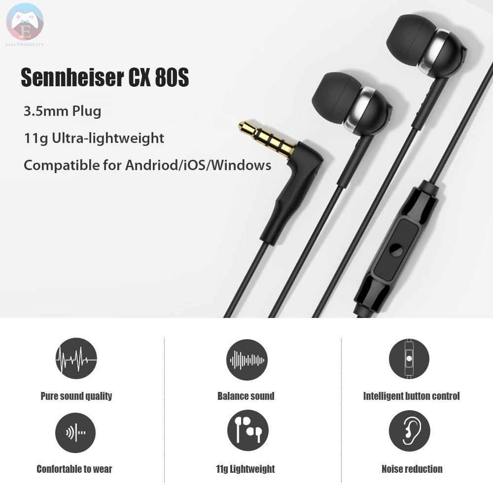 Tai Nghe Nhét Tai Sennheiser Cx 80s Dây Dài 1.2m Kèm Mic 3.5mm Và Phụ Kiện