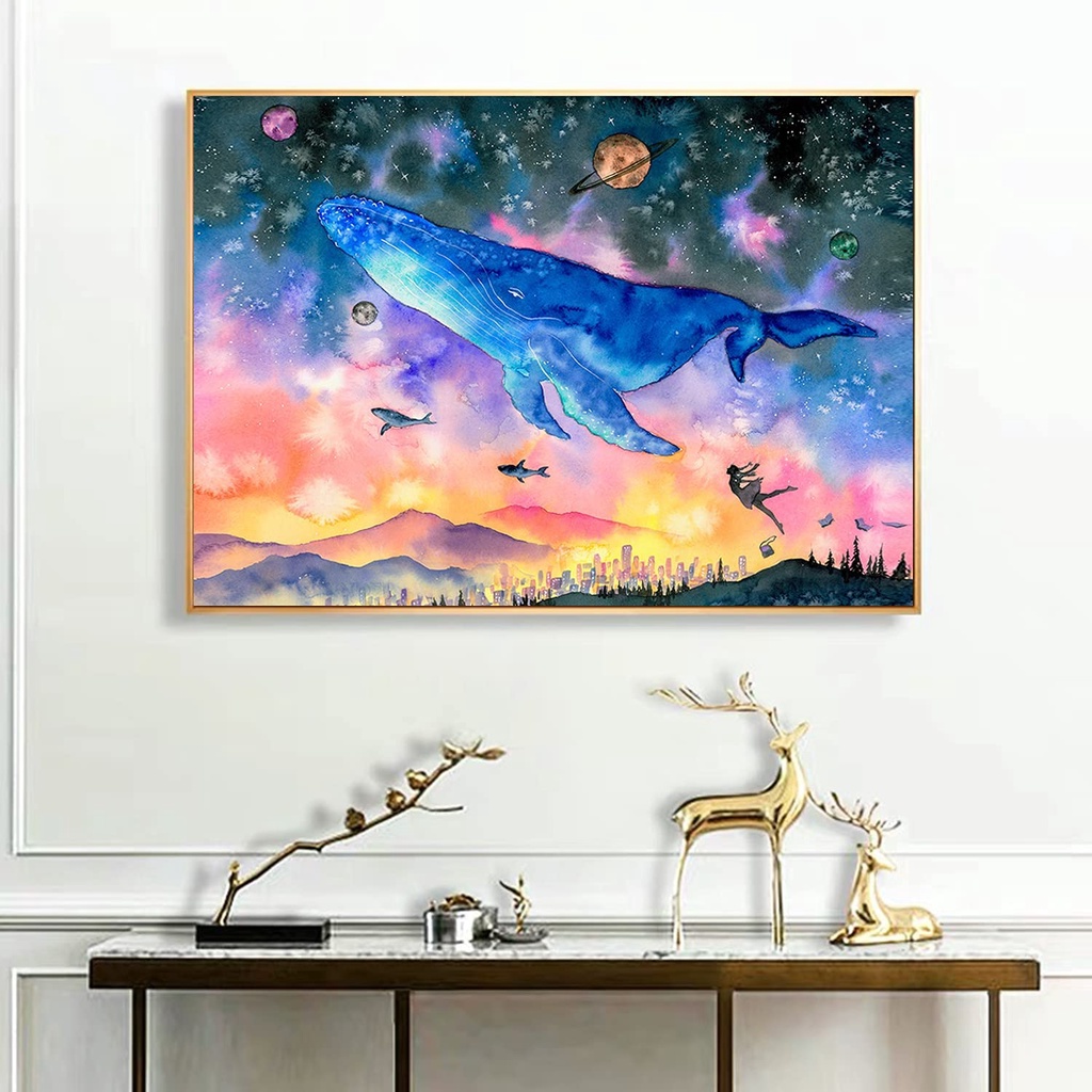 Bộ Tranh Đính Đá 5D Họa Tiết Chú Cá/ Hồ Bơi Độc Đáo DIY Dùng Trang Trí Nhà Cửa