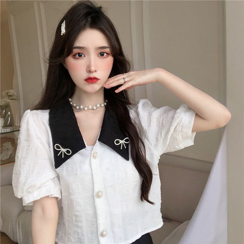 Áo Sơ Mi Ngắn Tay Cổ Chữ v plus size Phong Cách Hàn Quốc Dành Cho Nữ