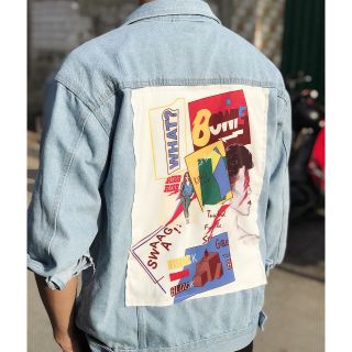 [Size S,M,L] Áo khoác jeans nam nữ in lô gô Bowie sau lưng nhiều màu