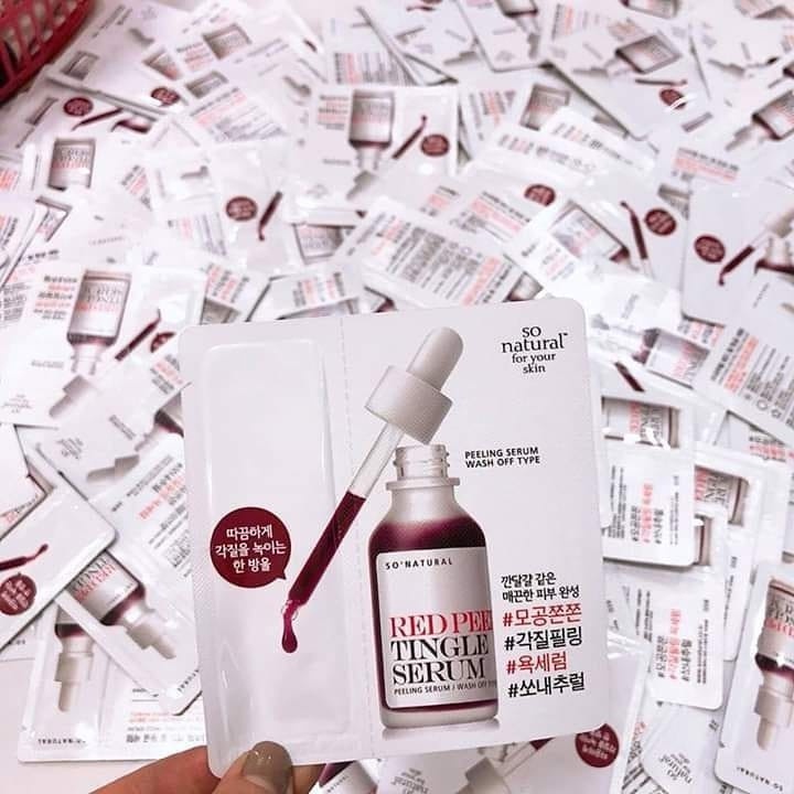 Red Peel Tingle Serum Sample, Peel Da Sinh Học So Natural Giúp Thay Da Lão Hóa Cải Thiện Da Trắng Sáng Gói 2.5ml