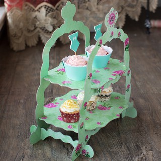 Cake stand giấy in hoa (3 màu)