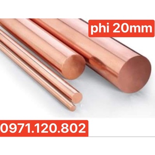 Đồng đỏ cây đặc phi 20mm dài 50cm -1m