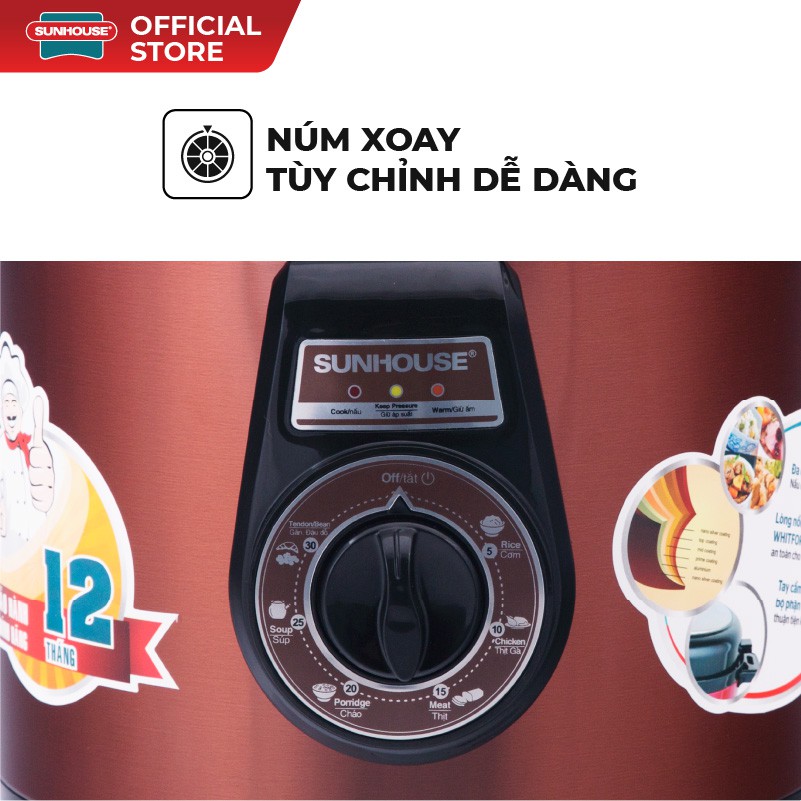 Nồi áp suất điện đa năng SUNHOUSE SHD1562 Cafe | BigBuy360 - bigbuy360.vn