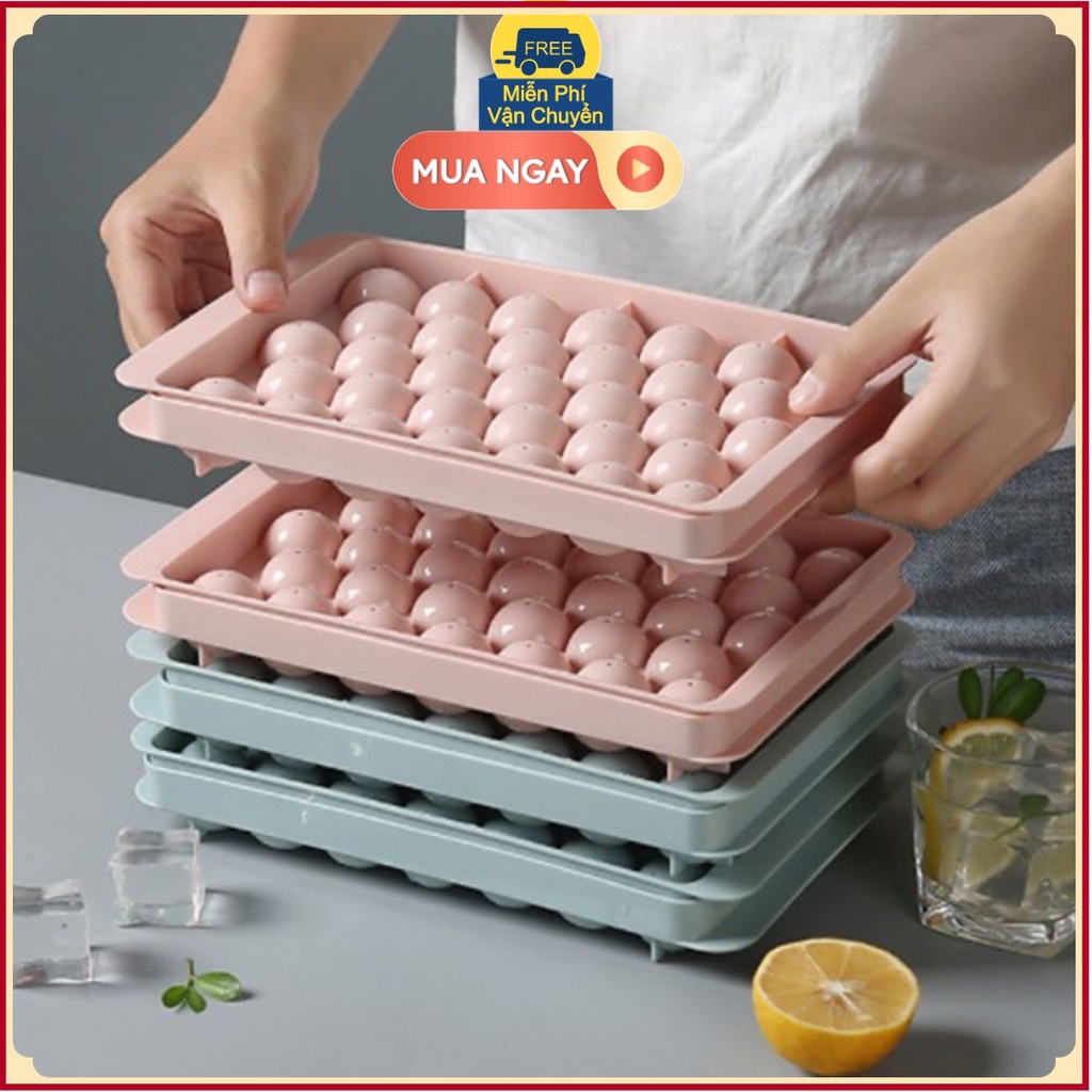 Khay làm đá tròn có nắp đậy Khuôn làm đá tròn đá bi - Giadungbanbuon09