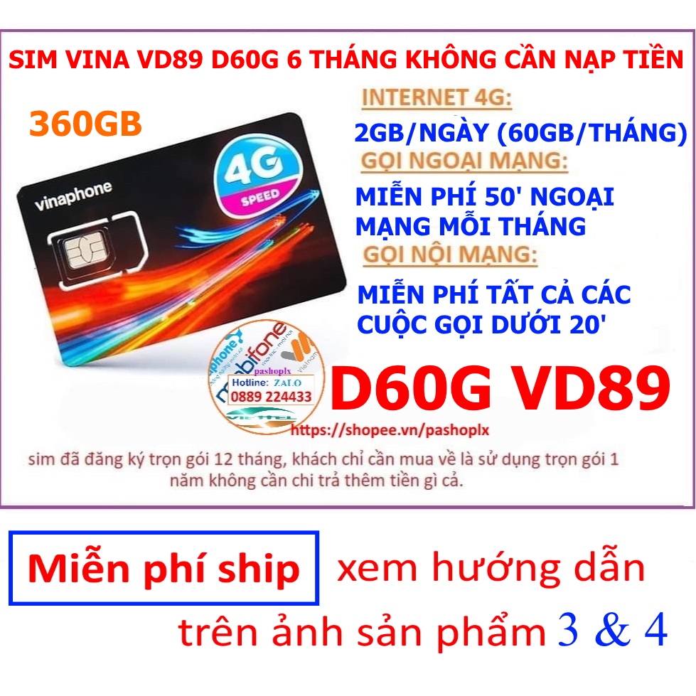 SIM 4G VINA VD149 VD89P VD89 TRỌN GÓI 12 THÁNG KHÔNG CẦN NẠP TIỀN.