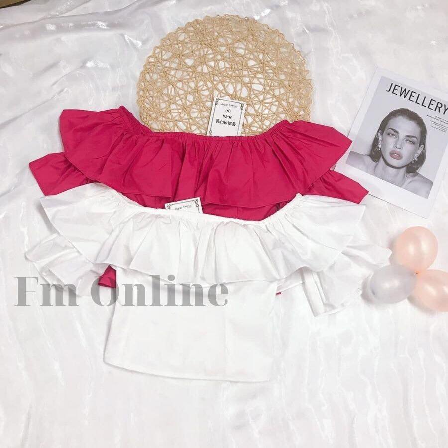 Áo trễ vai tay bồng tiểu thư fmstyle, áo bẹt vai croptop phong cách Hàn Quốc | Fmstyle Shop 220413906