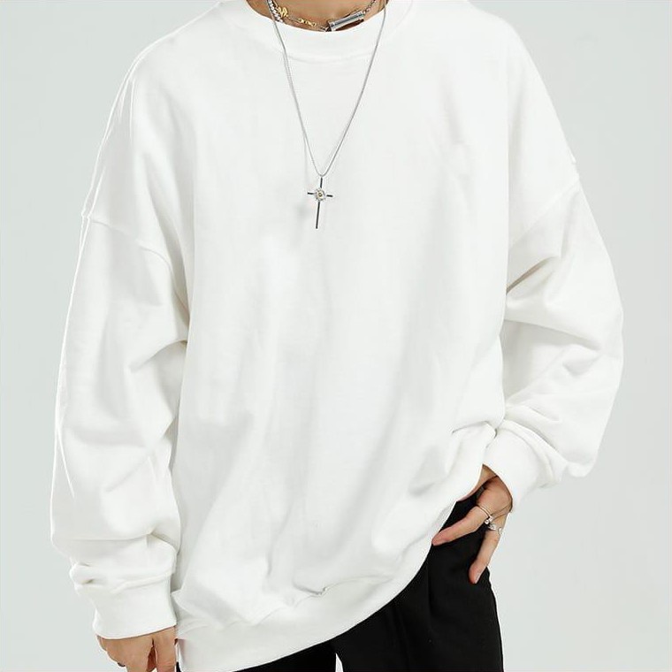 Áo Sweater Nam Nữ Unisex Dài Tay Trơn Basic Form Rộng Nỉ Bông Dày Dặn - La mode