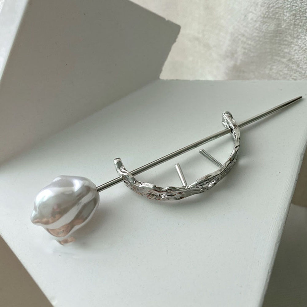 Trâm cài tóc bằng kim loại đính ngọc trai đơn giản thời trang cho nữ