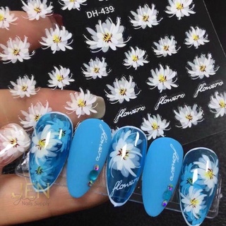 Sticker dán móng nail hoa cúc và hoa lá