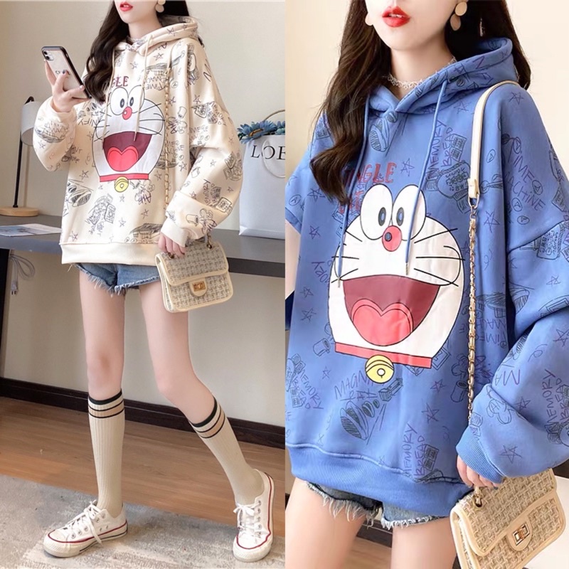 [Jamela] Áo hoodie nữ Doreamon thời trang Hàn Quốc