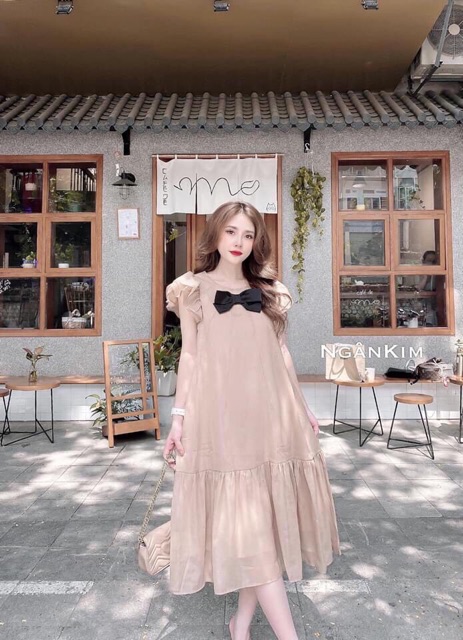 Váy bầu lụa 2 lớp xinh