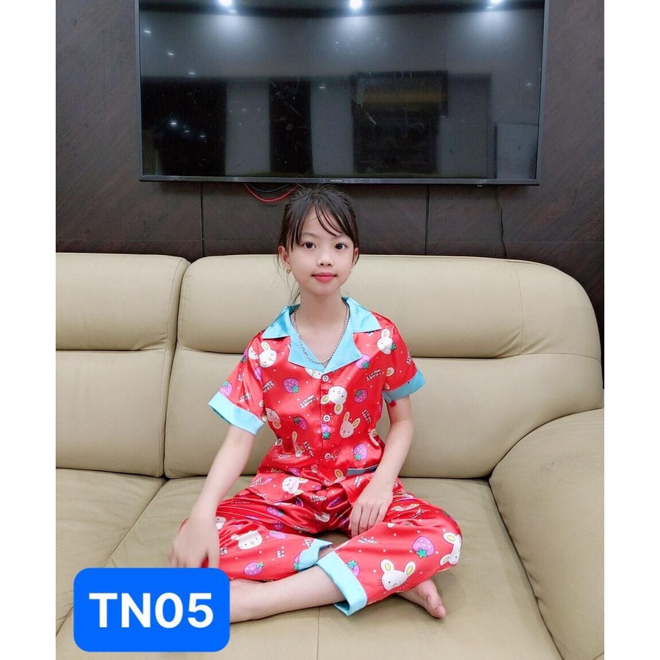 Bộ Đồ Ngủ Pijama Chất Lụa Satin Mềm Mạị Cho Bé Trai Và Bé Gái Từ  | Size Từ 15-45kg .