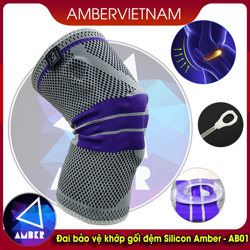 Đai Bảo Vệ Khớp Gối Amber Vietnam Đệm Silicon AB01 - Size S (1 Đôi)