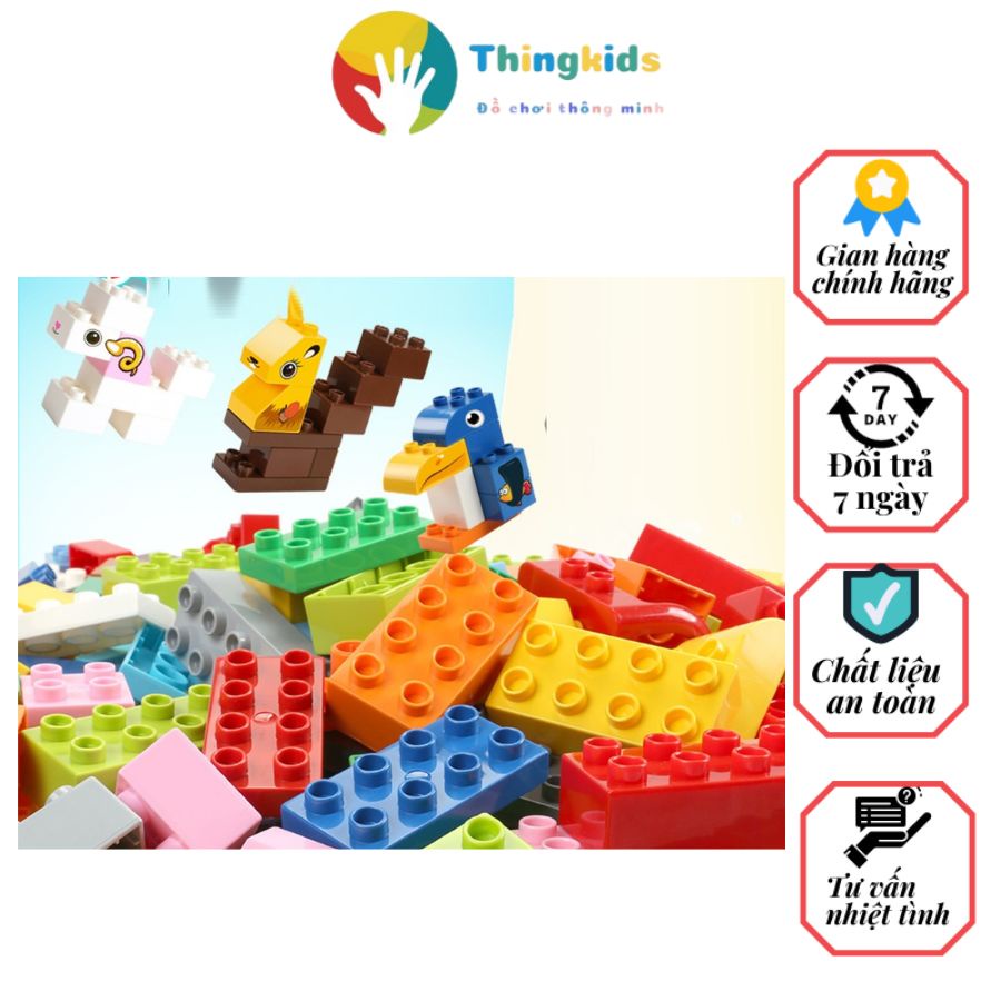 Xếp hình lắp ráp gạch,. Đồ chơi bé mầm non cho bé - Thingkids