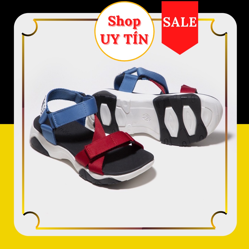 GIRLY | Giày dép Sandals SHONDO đế trắng, quai xanh phối đỏ, đi học, đi chơi - GIM0092