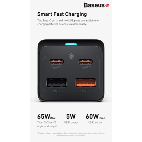 Bộ Sạc Baseus 65W GAN3 Pro Desktop Powerstrip 5in1 AC 100V-240V
