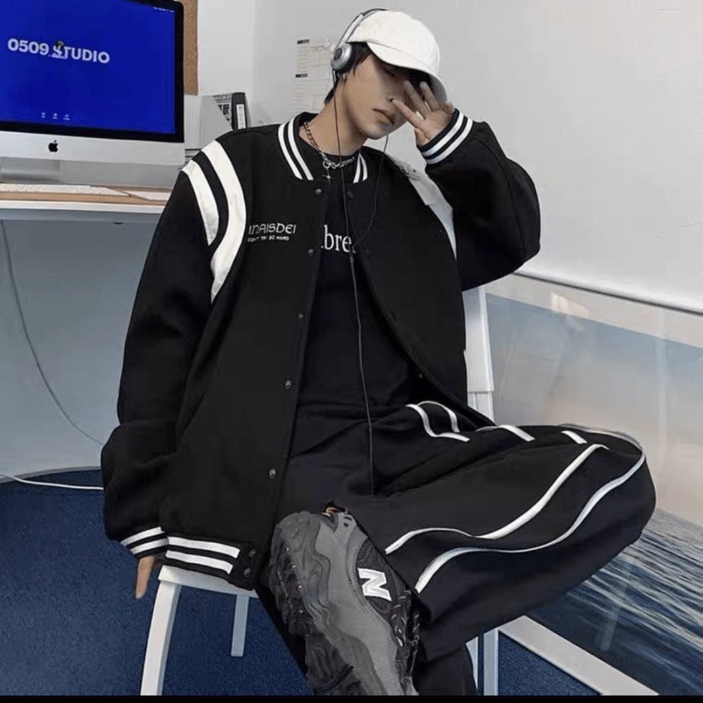 Áo bomber Nỉ Nam Nữ Chữ Phối Viền Tay chất nỉ cao cấp, áo khoác nỉ phối tay trắng U95 [NewUnisex]