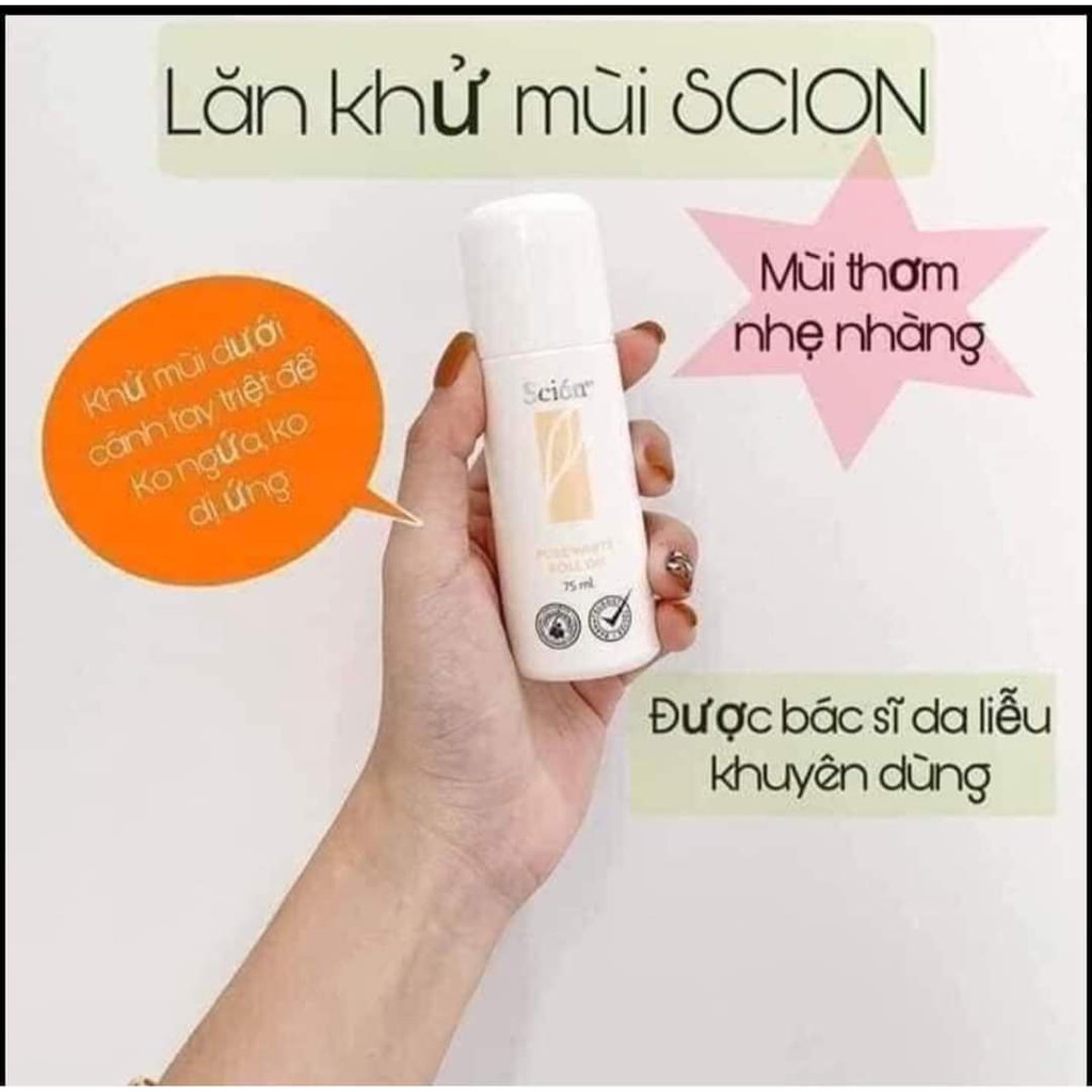 [Chính Hãng] Lăn Khử Mùi Scion Pure White Roll On 100% dứt điểm hôi nách 75ml