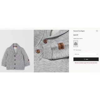 Áo cardigan H&M sz 4m-3y