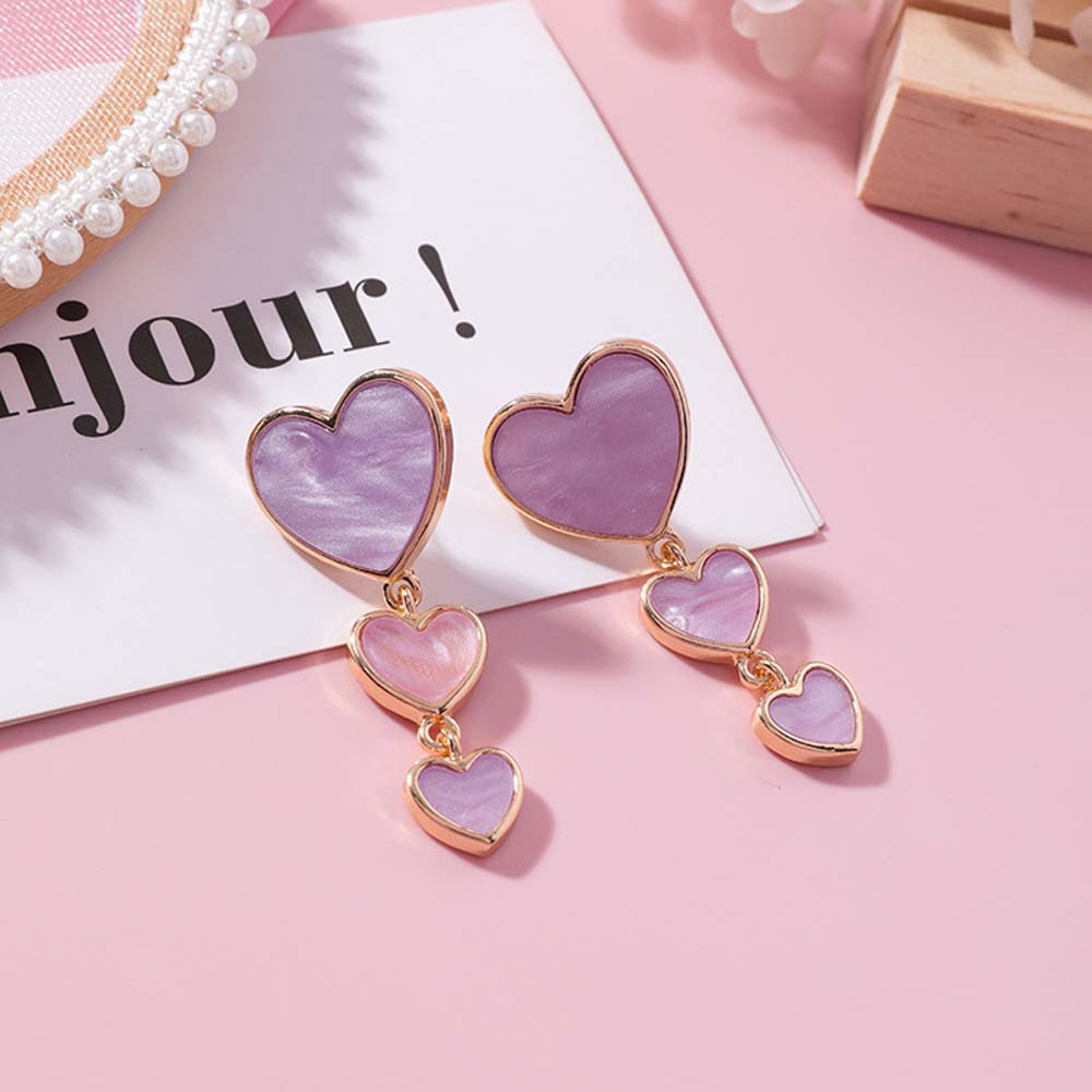 MXGOODS Multi-layer Metal Acrylic Love Heart Accessories Ear Studs