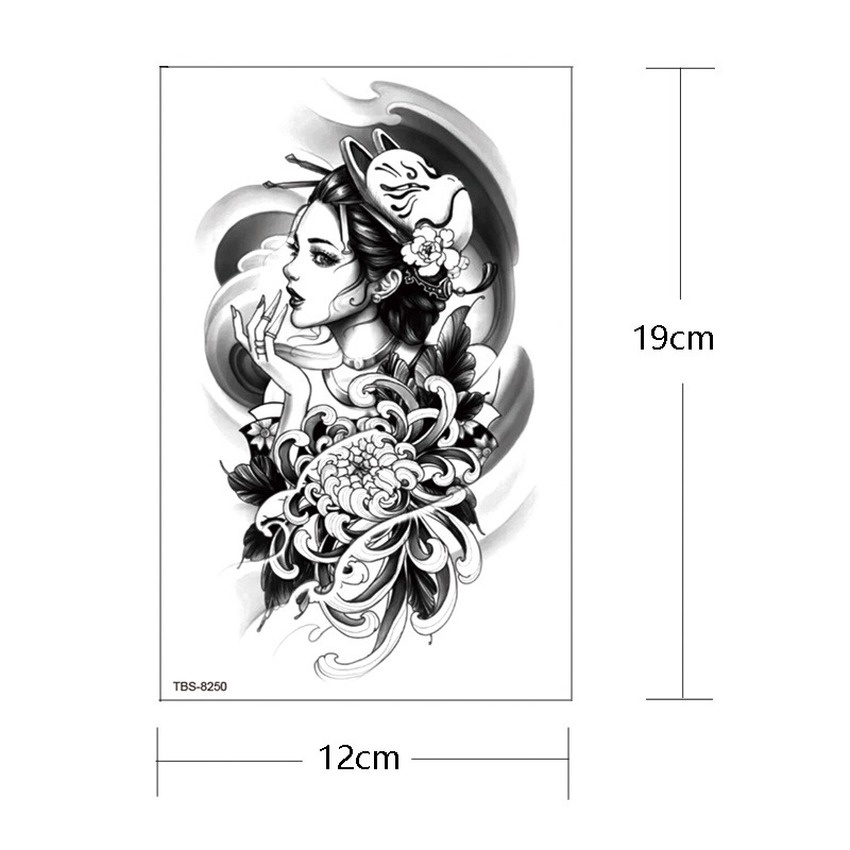 1 Hình Xăm Dán Tạm Thời Hình Geisha Phong Cách Nhật Bản Chống Thấm Nước Thời Trang Cho Nam Và Nữ
