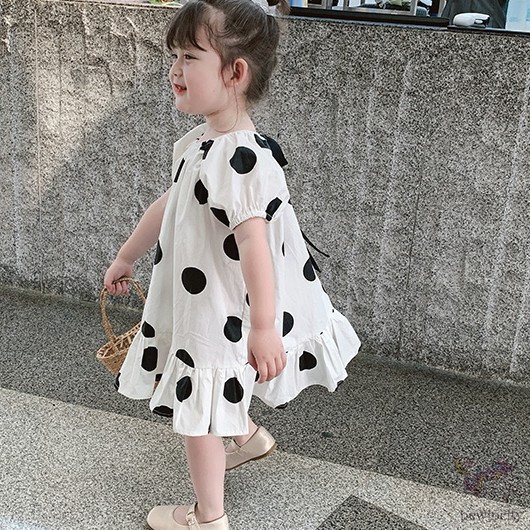 Đầm họa tiết chấm bi ngọt ngào phong cách hàn quốc dành cho bé gái
