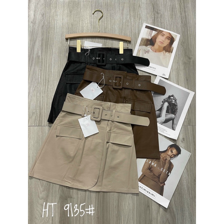 Chân váy da kèm đai chất đẹp hàng Quảng Châu mã 9135