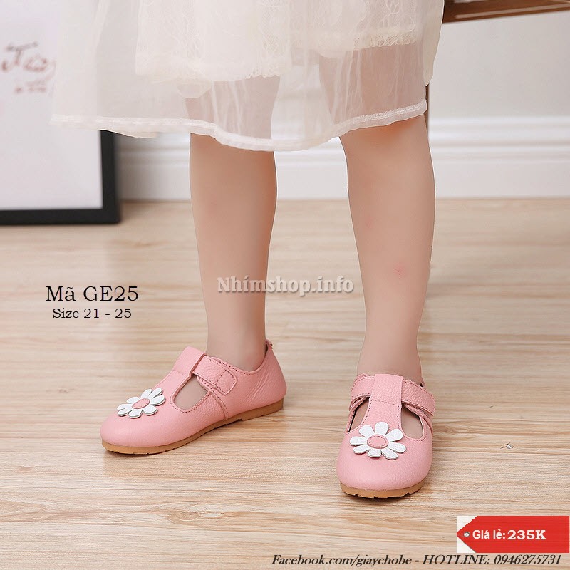 Giày bé gái - Giày trẻ em búp bê công chúa da mềm điểm hoa dễ thương đi học đi chơi full size 1 - 3 tuổi GE25