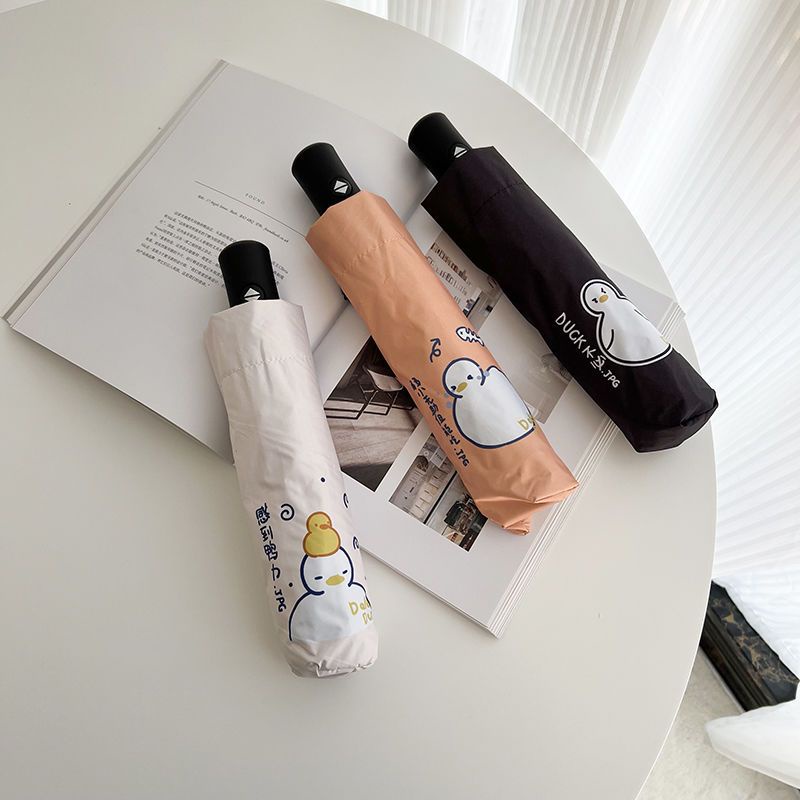 Dù Gấp Tự Động 30% In Hình Vịt Con Dễ Thương