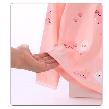 12-52kg Bộ đồ ngủ Cotton Dài tay mùa Thu Đông Hãng MamDadKids 2023 cho Bé Gái mẫu Mèo Hồng mới