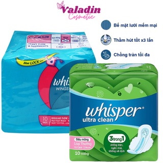 Băng vệ sinh WHISPER Regular Flow-wings Dày Có Cánh 10 Miếng /BVS Whisper Ultra Clean Mỏng 10 Miếng