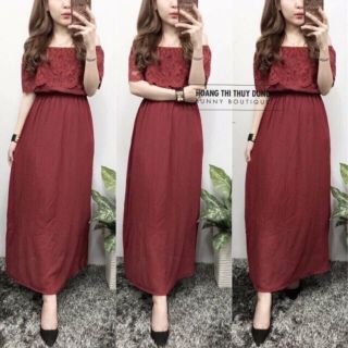 Maxi trễ vai voan thời trang