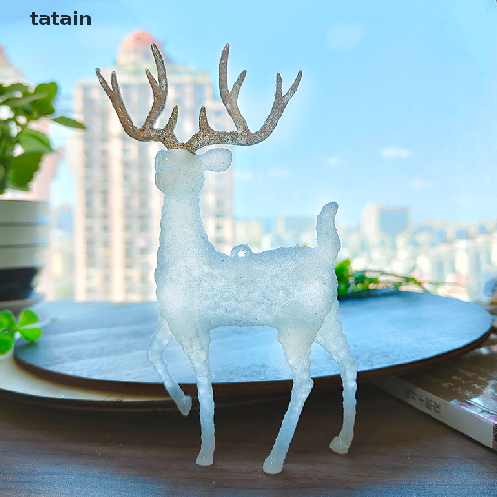 [TAT] Crystal Deer Christmas Forest Elk White Flash Gold Dessert Table Decor for Home CVX