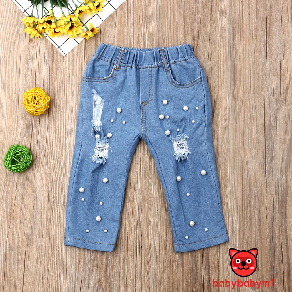 Quần Jeans Rách Cá Tính Cho Bé Gái