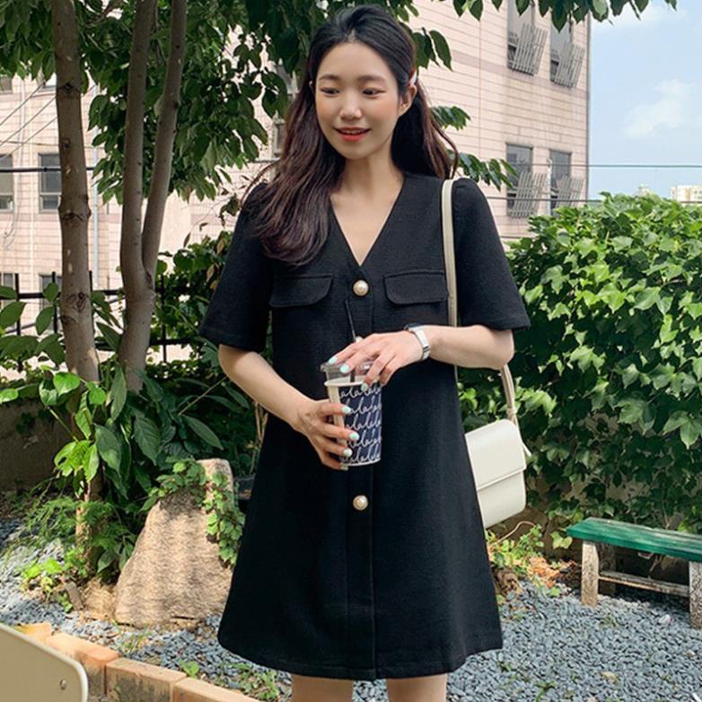 Đầm dạ tweed cổ V Thucucstore Váy Dáng Suông Cổ Chữ V Công Sở hàng chuẩn Quảng Châu loại 1 (Kèm Ảnh thật)