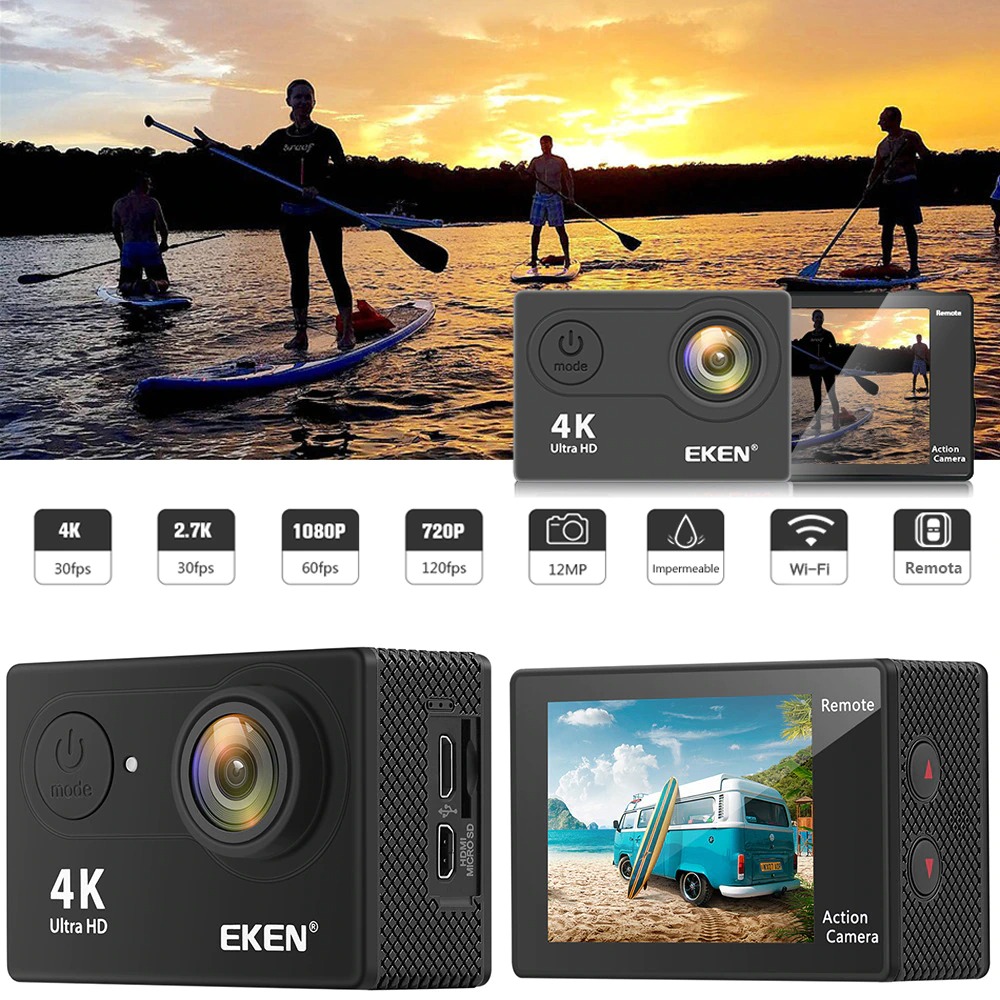 Camera Hành Trình Eken H9R 4K Ultra HD Wifi Cao Cấp,Camera Wifi Ip Xe Máy Ôtô Phượt Chống Nước Chống Sốc ChốngRung