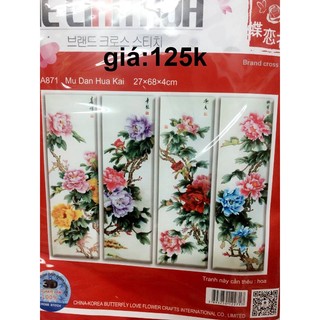 Tranh thêu hoa mẫu đơn - a871
