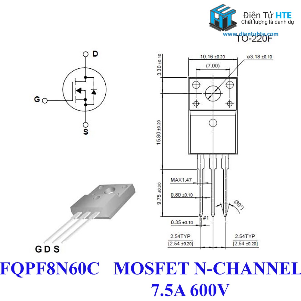 4 MOSFET 8N60C FQPF8N60C TO-220 7.5A 600V Kênh N