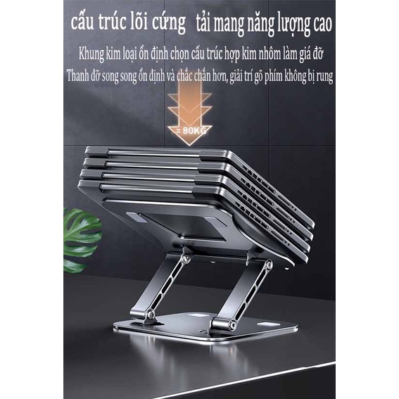 Đế tản nhiệt kê laptop nhôm Có thể gập lại, có thể điều chỉnh độ cao Giá đỡ tản nhiệt laptop kệ đỡ macbook