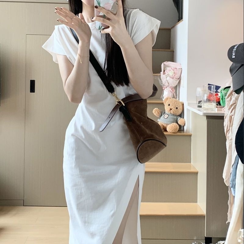 Đầm Thun Tay Ngắn Màu Sắc Thời Trang Dành Cho Nữ