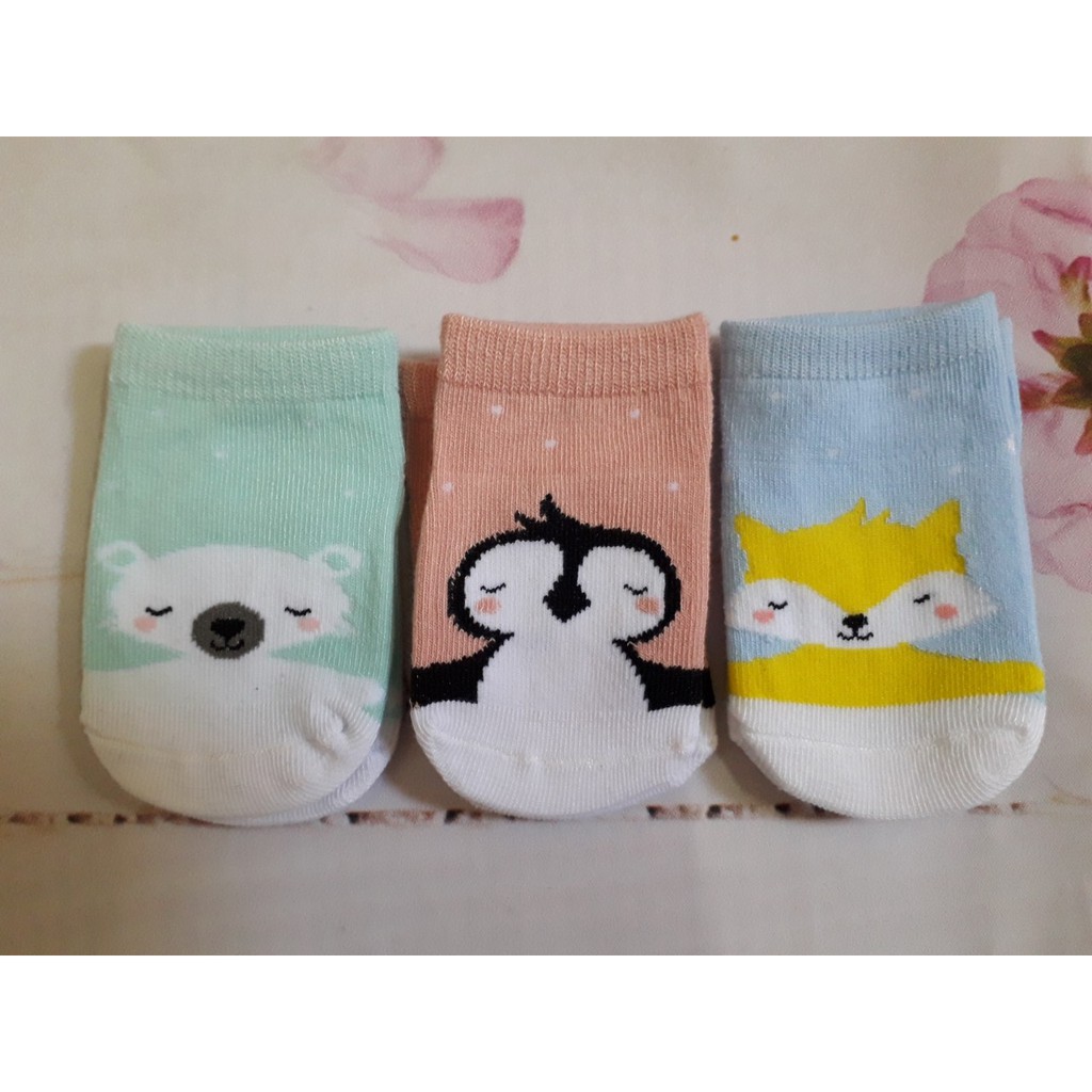 Set 3 đôi tất QU KID cho bé có chống trượt, tất Kid cổ ngắn cho bé trai bé gái cực dễ thương