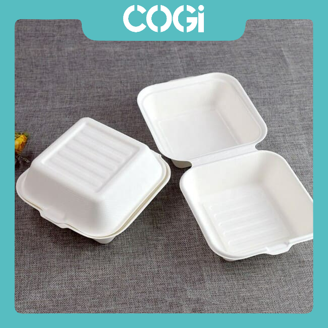 50 hộp bánh bã mía vuông đựng bánh, hamburger dùng 1 lần chính hãng cogi