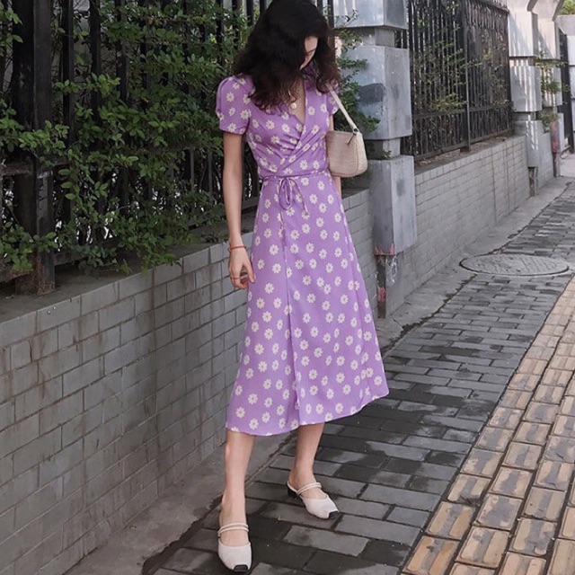 ĐẦM MAXI HOA CỘT EO