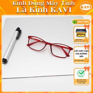 Kính đeo mắt khi ngồi máy tính, chống ánh sáng xanh Kavi KV034 màu đỏ. Mắt kính 0 độ, thay mắt cận giá không đổi