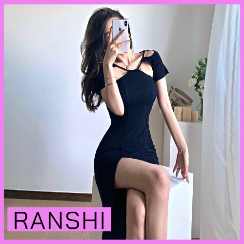[HÀNG CAO CẤP] Đầm Body Xẻ Tà Cao RANSHI Váy Dự Tiệc Xẻ Đùi Cách Tân Sang Trọng Quyến Rũ - RBD023