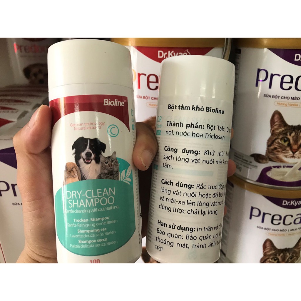 Phấn Tắm Khô Bioline 100g Cho Chó Mèo BOMPET
